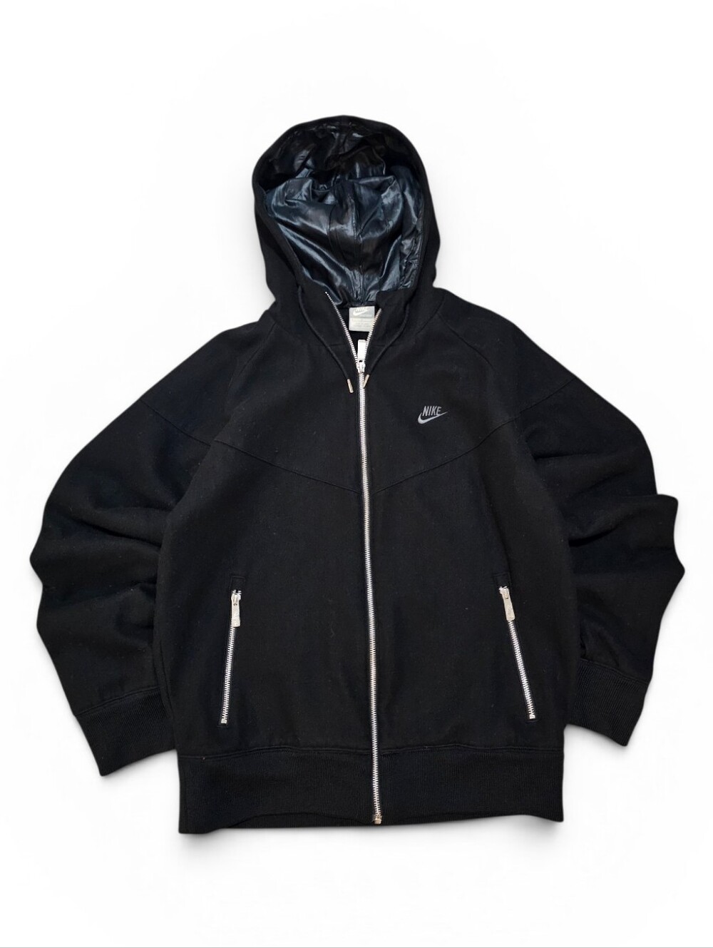 Vintage Y2k Nike Black Wool Full Zip Hoodie